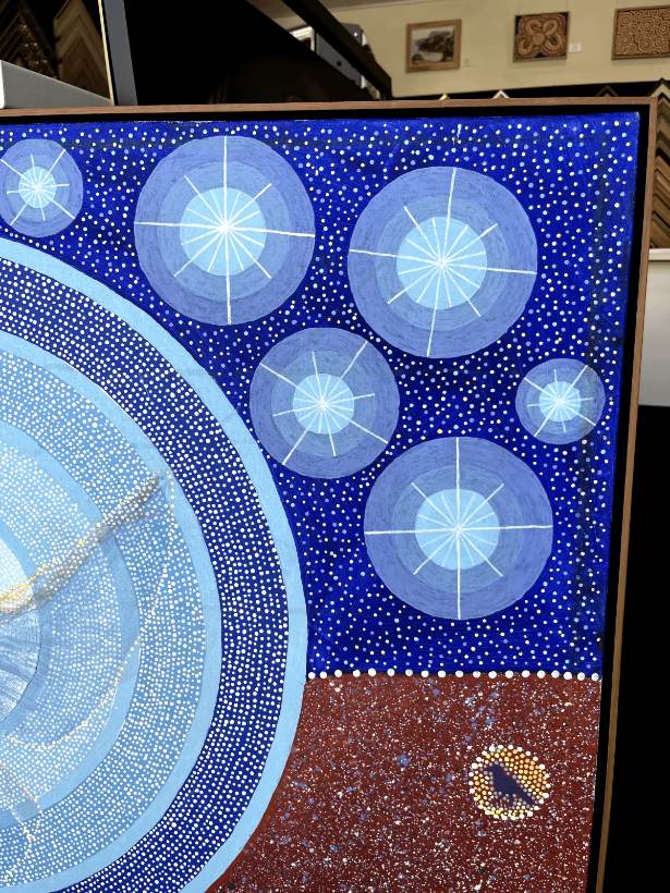 Dot painting stretched and framed